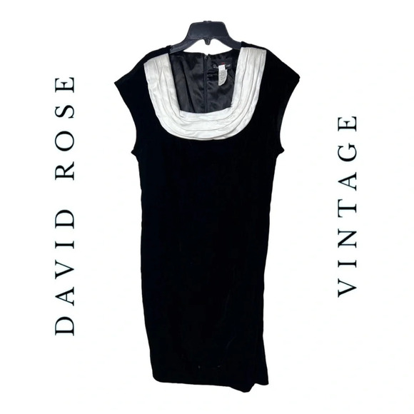 0606W. DAVID ROSE VINTAGE DEADSTOCK NWT VELVET/VELOUR‎ WIGGLE SILHOUETTE WHITE - Picture 1 of 9